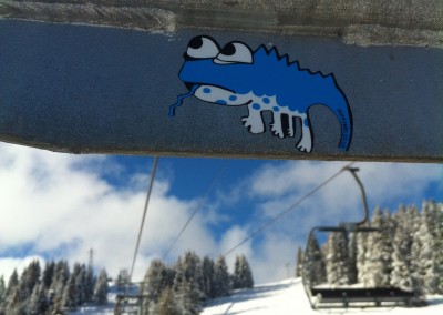 Don't Rain Lizard sticker Chair Lift Morzine